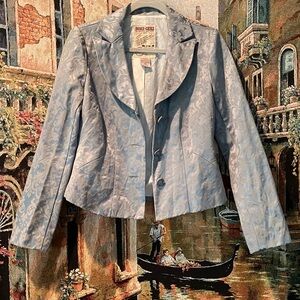 Vintage Doki-Geki Brocade Vintage Women's Classic Light Blue Blazer